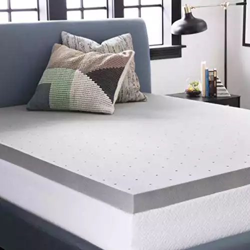 LUCID 3 Inch Bamboo Charcoal Memory Foam Mattress Topper