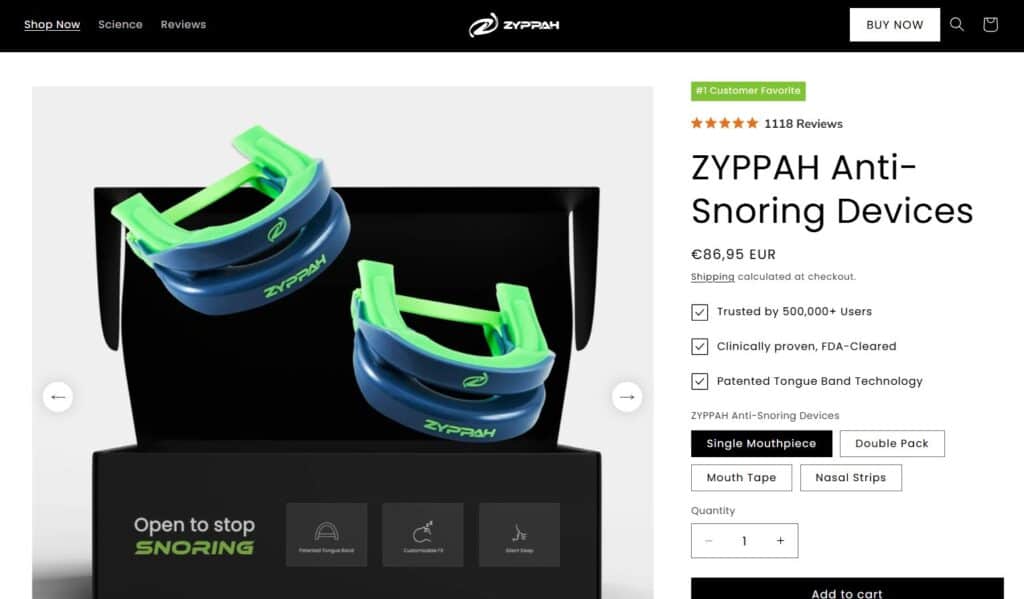 zyppah anti snoring device