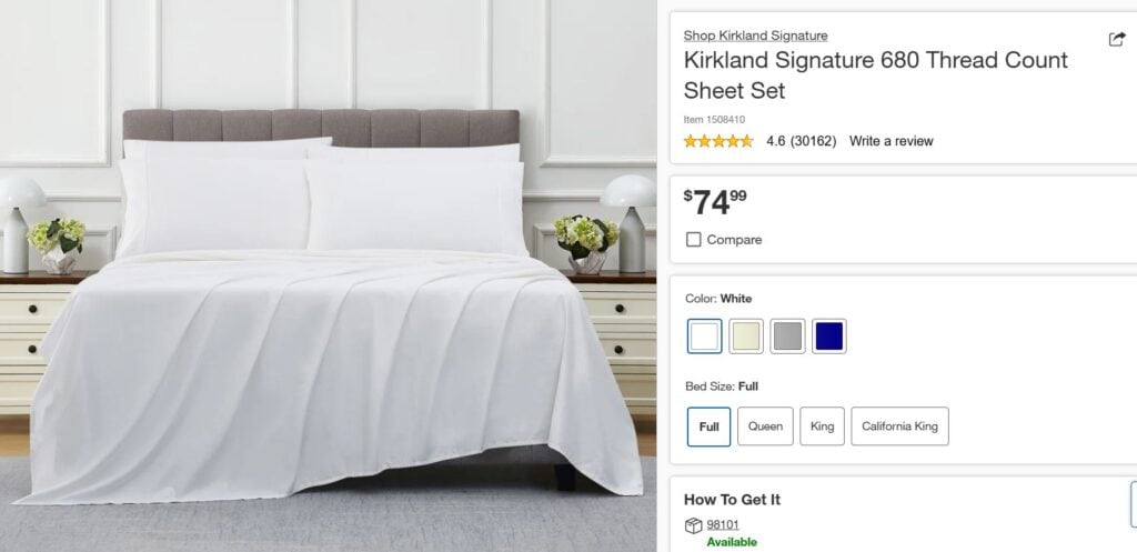 Kirkland Signature 680 Thread Count Sheet Set