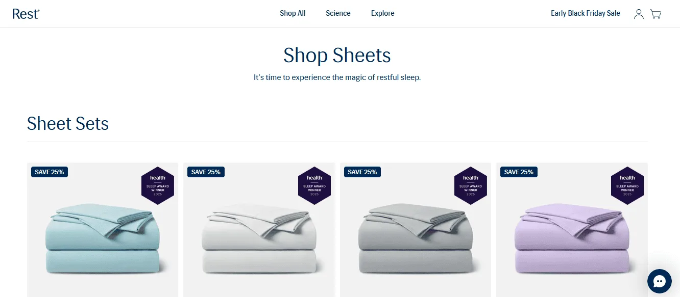 Rest Sheets website