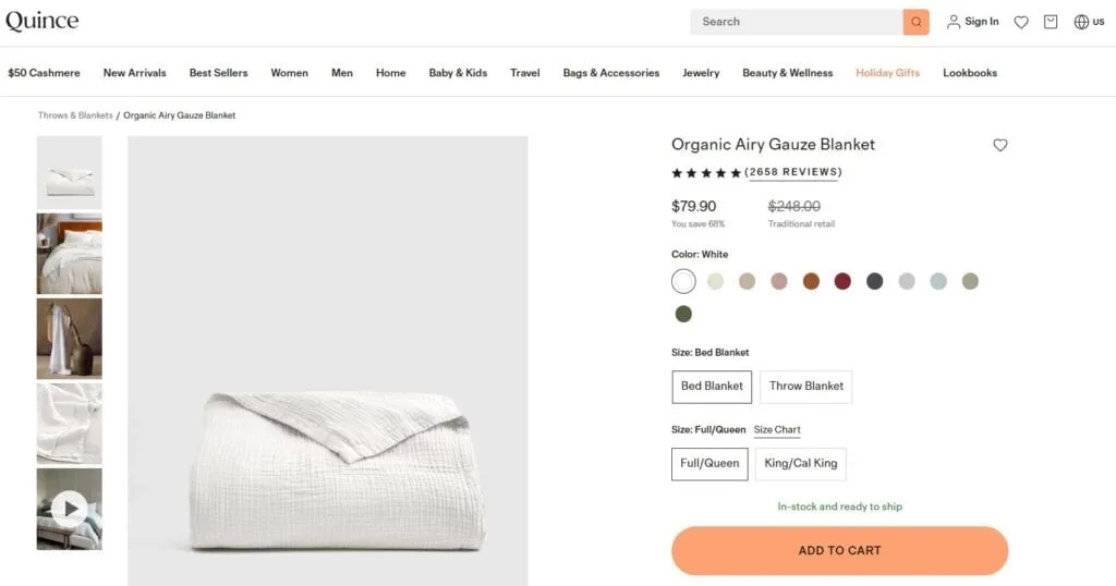 quince organic airy gauze blanket