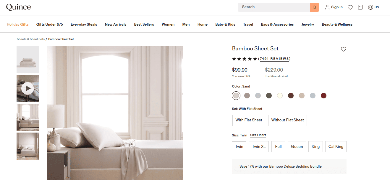 Quince Bamboo Sheet Set