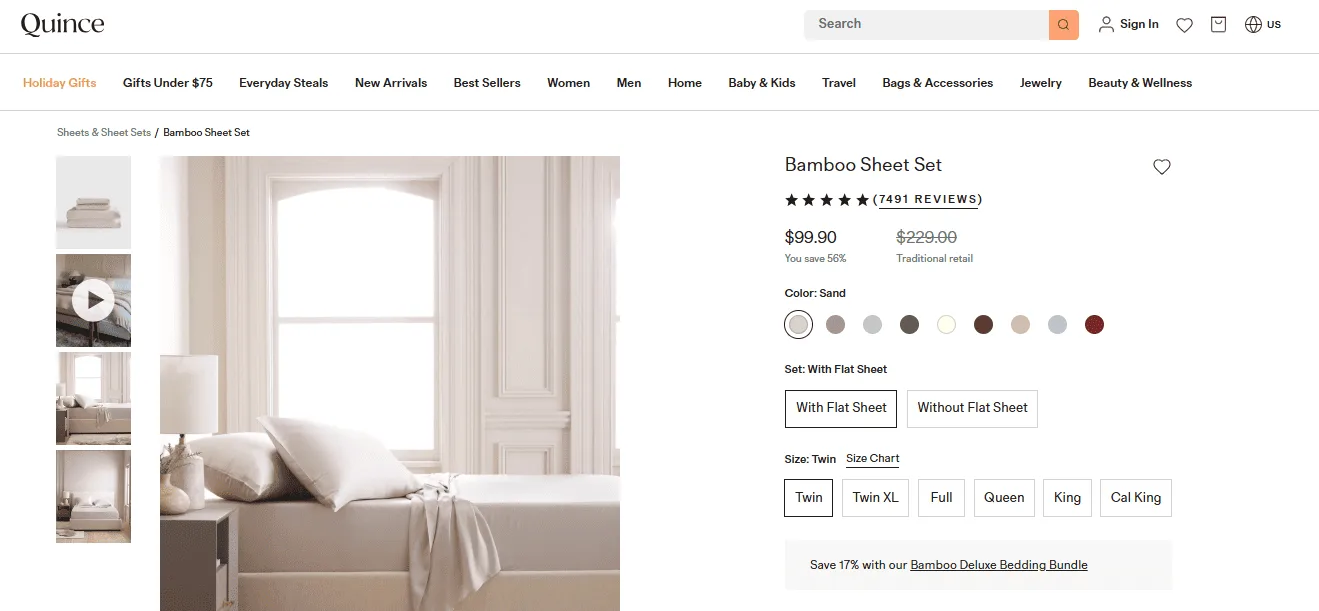 Quince Bamboo Sheet Set