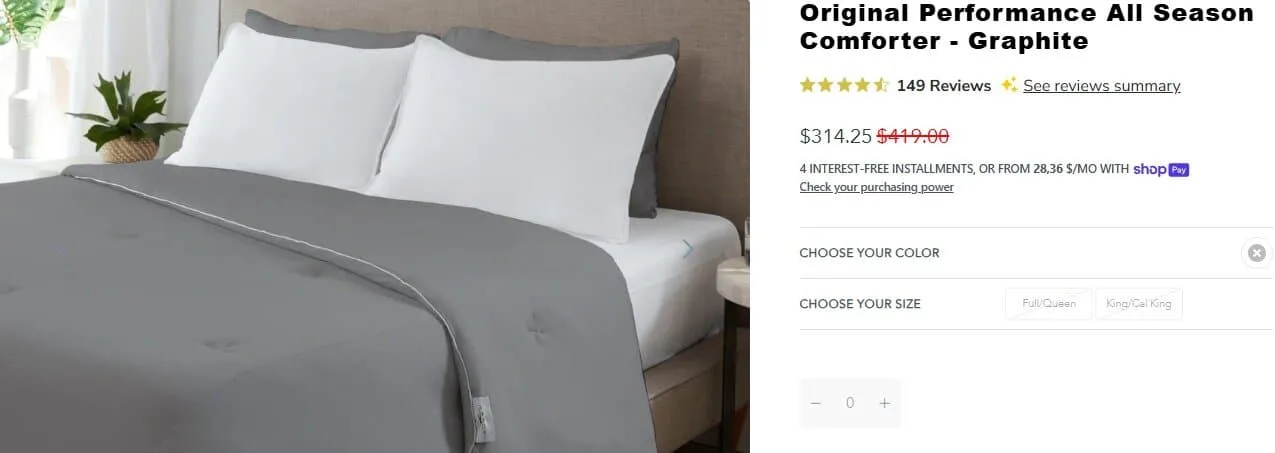 Sheex Original Performance All Season Comforter