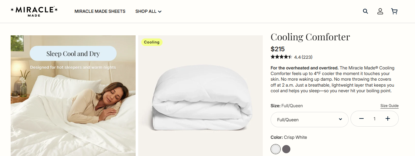 Miracle Made Cooling Comforter: What It Does Best